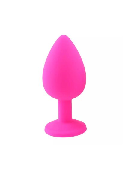 Elmas Taşlı Silikon Kaplı Anal Plug S Küçük Boy 7 cm Pembe