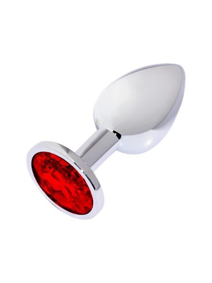 Metal Elmas Taşlı Anal Plug Kırmızı Küçük Boy