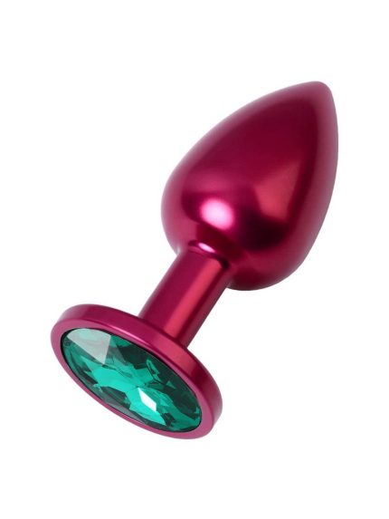 Metal Yeşil Taşlı Kırmızı Anal Plug Küçük Boy