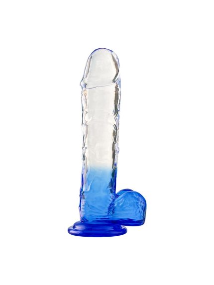 Silikon Şeffaf Mavi Realistik Dildo 17,5 cm