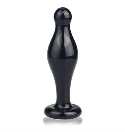 11,3 Cm Pürüzsüz Boğumlu Cam Anal Tıkaç Siyah