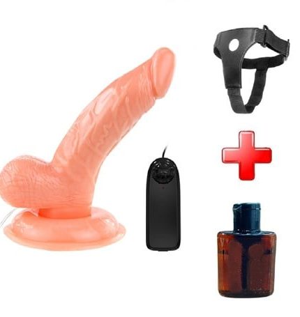 14,5 Cm Belden Bağlamalı Oynar Başlı Titreşimli Realistik Vibratör Penis - Rota Dong