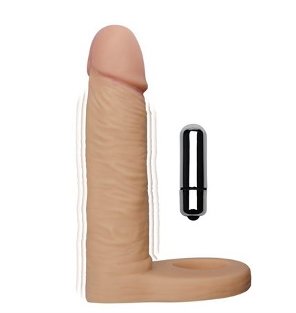 15 Cm Realistik Titreşimli Anal Dildo & Penis Halkası