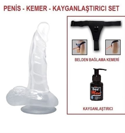 16,7 Cm Belden Bağlamalı Şeffaf Realistik Damarlı Vantuzlu Dildo Penis