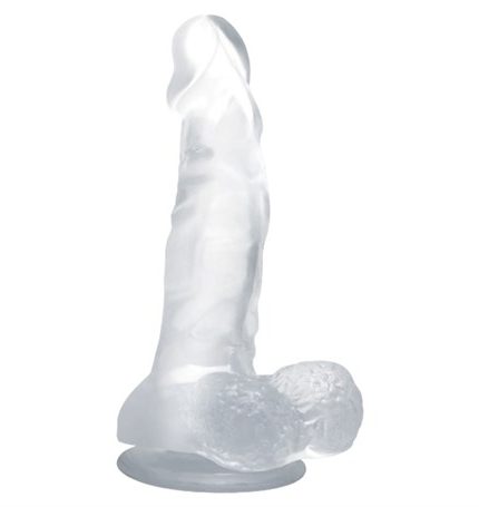 16,7 Cm Şeffaf Realistik Damarlı Vantuzlu Dildo Penis