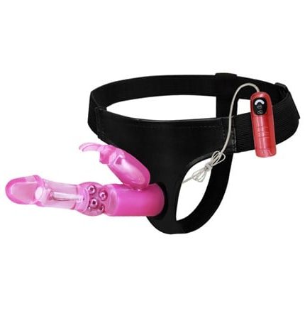 18 Cm Belden Bağlamalı Oynar Başlı Titreşimli Strapon Penis Dildo
