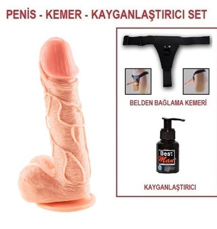 18 Cm Belden Bağlamalı Realistik Damarlı Vantuzlu Dildo Penis