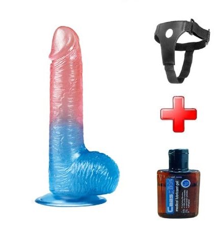 19 Cm Belden Bağlamalı Çift Renkli Realistik Vantuzlu Dildo Penis