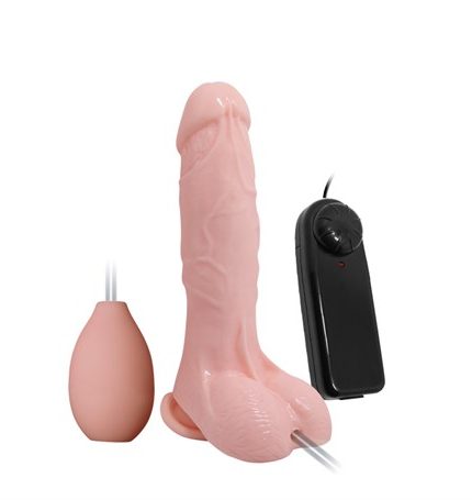 19,3 Cm Su Fışkırtmalı Realistik Titreşimli Penis Anal Vajinal Dildo Mastürbatör
