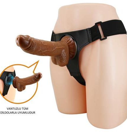 20 Cm Belden Bağlamalı İçi Dolu Strapon Melez Penis