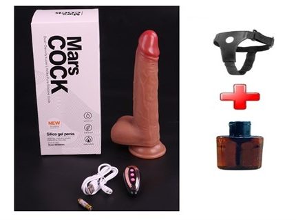 21 Cm Belden Bağlamalı Manyetik Şarjlı Çift Katmanlı Uzaktan Kumandalı Titreşimli Silikon Penis