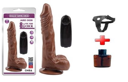 21,5 Cm Belden Bağlamalı Gerçekçi Titreşimli Melez Dildo Vibratör Penis