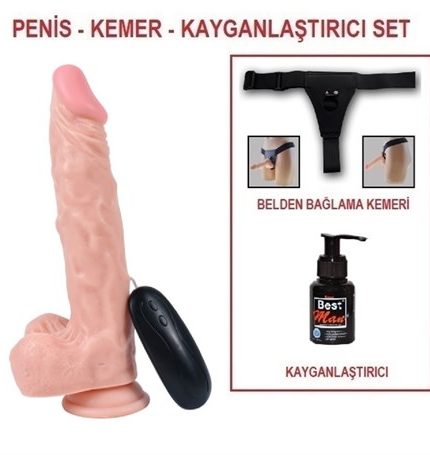 22,5 Cm Belden Bağlamalı Gerçekçi Titreşimli Dildo Vibratör Penis