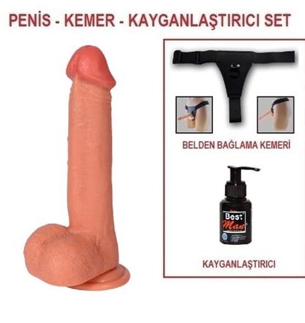 23 Cm Belden Bağlamalı Realistik Dildo Penis Set
