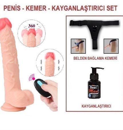 23 Cm Belden Bağlamalı Titreşimli Realistik Dildo Penis Set