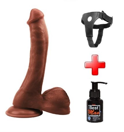24 Cm Belden Bağlamalı Realistik Vantuzlu Melez Dildo Penis