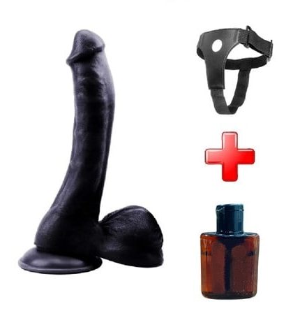 24 Cm Belden Bağlamalı Realistik Vantuzlu Zenci Dildo Penis