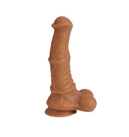 24 Cm Et Dokulu Gerçekçi Çift Katmanlı Sünnetsiz Silikon Melez Penis