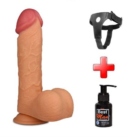 24,5 Cm Belden Bağlamalı Gerçekçi Kalın Dildo Penis - King Sized