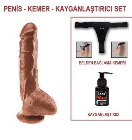 25 Cm Belden Bağlamalı Realistik Vantuzlu Melez Dildo Penis