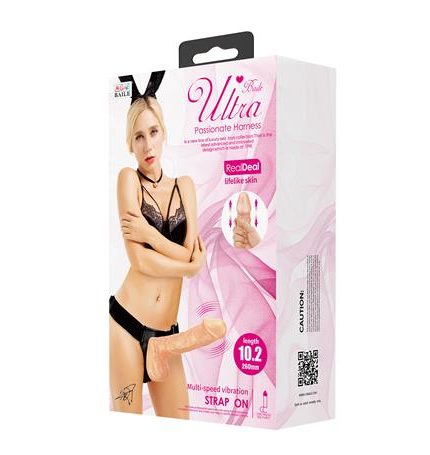 26 Cm Belden Bağlamalı İçi Dolu Titreşimli Büyük Strapon Penis