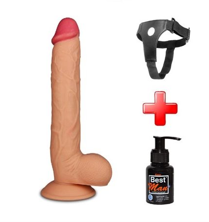 27,5 Cm Belden Bağlamalı Yeni Nesil Realistik Penis + Kemer + Kayganlaştırıcı Hediyeli