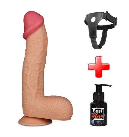 28,5 Cm Belden Bağlamalı Yeni Nesil Realistik Penis + Kemer + Kayganlaştırıcı Hediyeli