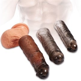 Ucu Dolgulu Uzatmalı 3'Lü Zenci Penis Kılıfı Seti