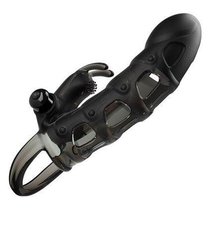 4 Cm Dolgu Uzatmalı 10 Titreşimli Zenci Penis Kılıfı Prezervatif Vibratör