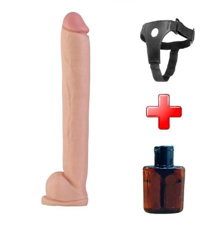 40 Cm Belden Bağlamalı Gerçekçi Kalın Dildo Penis - Bernie