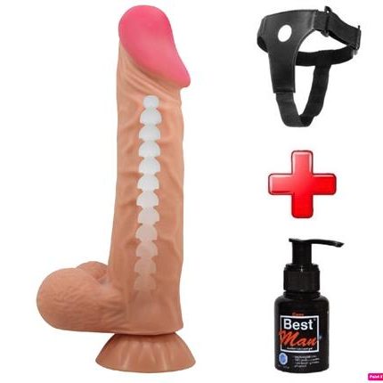 Belden Bağlamalı 24 Cm Kıkırdak Yapılı Çift Katmanlı Gerçekçi Dildo Penis