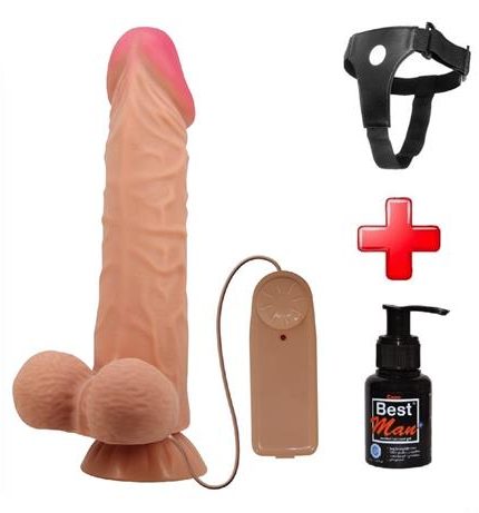 Belden Bağlamalı 24 Cm Kıkırdaklı Çift Katmanlı Gerçekçi Titreşimli Dildo Vibratör Penis