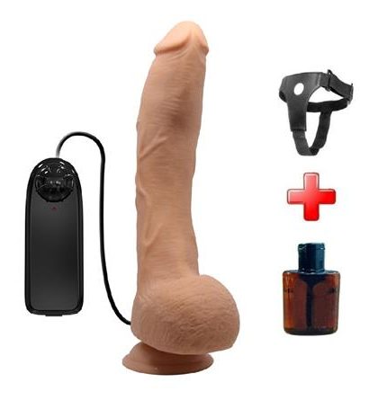 Belden Bağlamalı 27 Cm Titreşimli Gerçekçi Kalın Dildo Penis - Jack