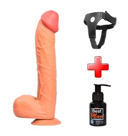 Belden Bağlamalı 31,5 Cm Dev Boy Realistik Vantuzlu Dildo Penis