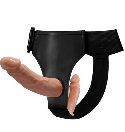Belden Bağlamalı Çift Taraflı İçi Dolu Strapon Penis