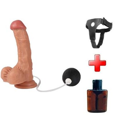 Belden Bağlamalı Su Fışkırtmalı Vantuzlu Ten Dokulu 18 Cm Penis