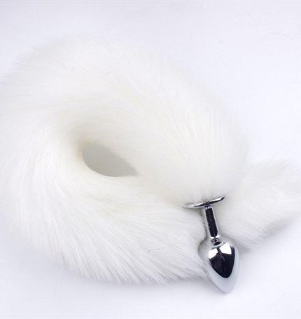 Beyaz Tilki Kuyruklu Tüylü Paslanmaz Çelik Anal Tıkaç (Plug)