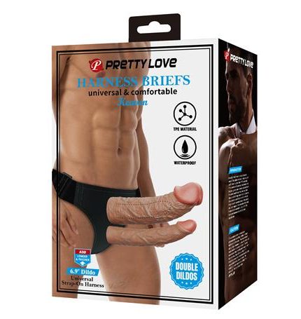 4 Cm Dolgulu Realistik İçi Boş Çatal Protez Strapon Dildo - Keaven