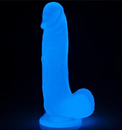 Gece Parlayan Fosforlu 19 Cm Realistik Vantuzlu Şeffaf Dildo Penis