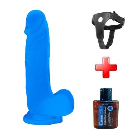 Gece Parlayan Fosforlu Belden Bağlamalı 19 Cm Realistik Vantuzlu Şeffaf Dildo Penis