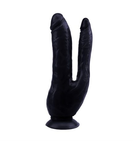İki Uçlu Vantuzlu Realistik Çatal Zenci Dildo Penis