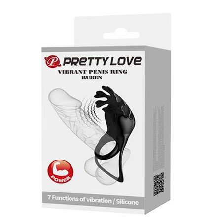 USB Şarjlı Klitoris Uyarıcılı Güçlü Titreşimli Siyah Silikon Penis Halkası - Ruben