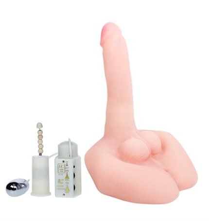 21 Cm Oynar Başlı Titreşimli Sesli Çift Girişli Realistik Vibratör Masturbatör Penis