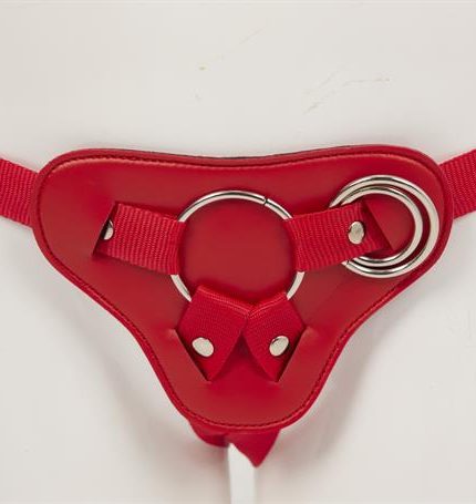 Protez Penis Metal 3 Halkalı Kırmızı Deri Kemer