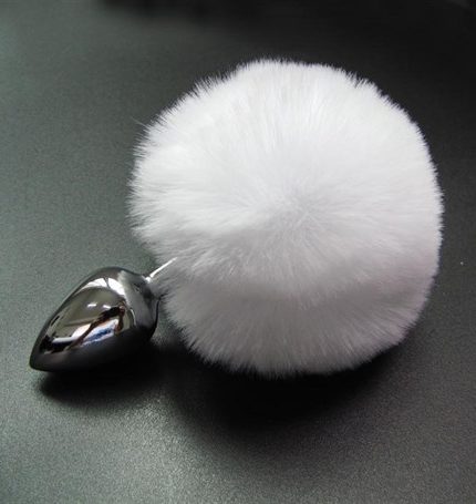 Tavşan Kuyruklu Paslanmaz Çelik Anal Tıkaç Beyaz