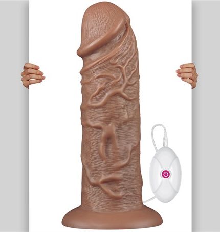 Yeni Nesil Çift Katmanlı 10 Titreşim Fonksiyonlu 26,6 Cm Realistik Kalın Dildo Melez Penis