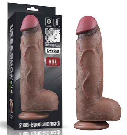 Yeni Nesil Çift Katmanlı 31 Cm Realistik Dev Melez Dildo Penis