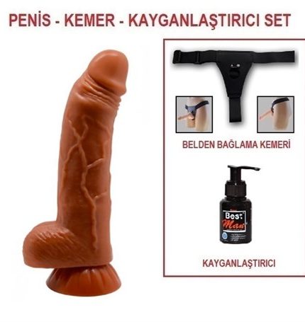 Yeni Nesil Çift Katmanlı Belden Bağlamalı 18 Cm Realistik Dildo Penis