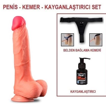 Yeni Nesil Çift Katmanlı Belden Bağlamalı 25 Cm Realistik Dildo Penis