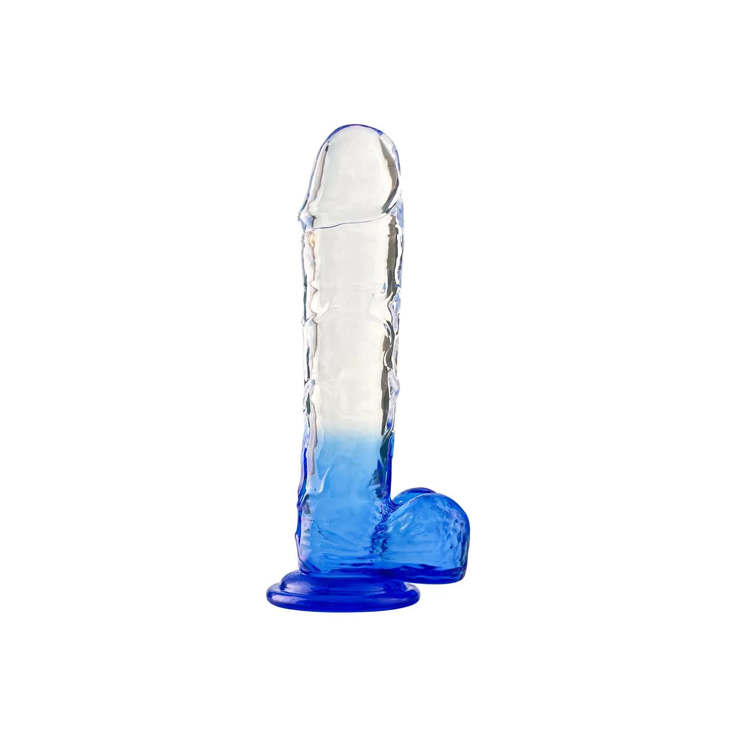 Silikon Şeffaf Mavi Realistik Dildo 17,5 Cm